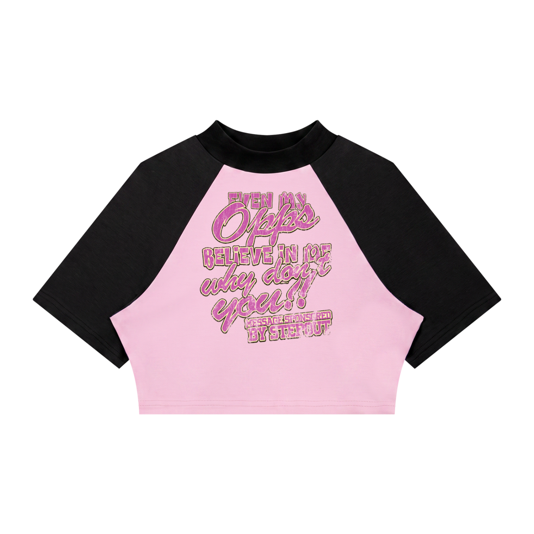 Girls Block Raglan Crop T-Shirt