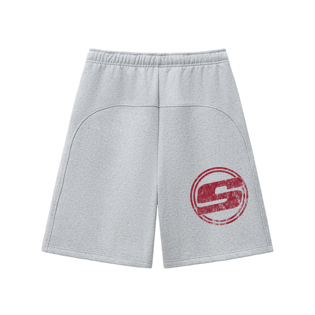 Grey stepout “Faith over fear” jorts