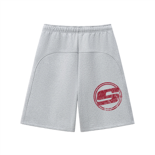 Grey stepout “Faith over fear” jorts