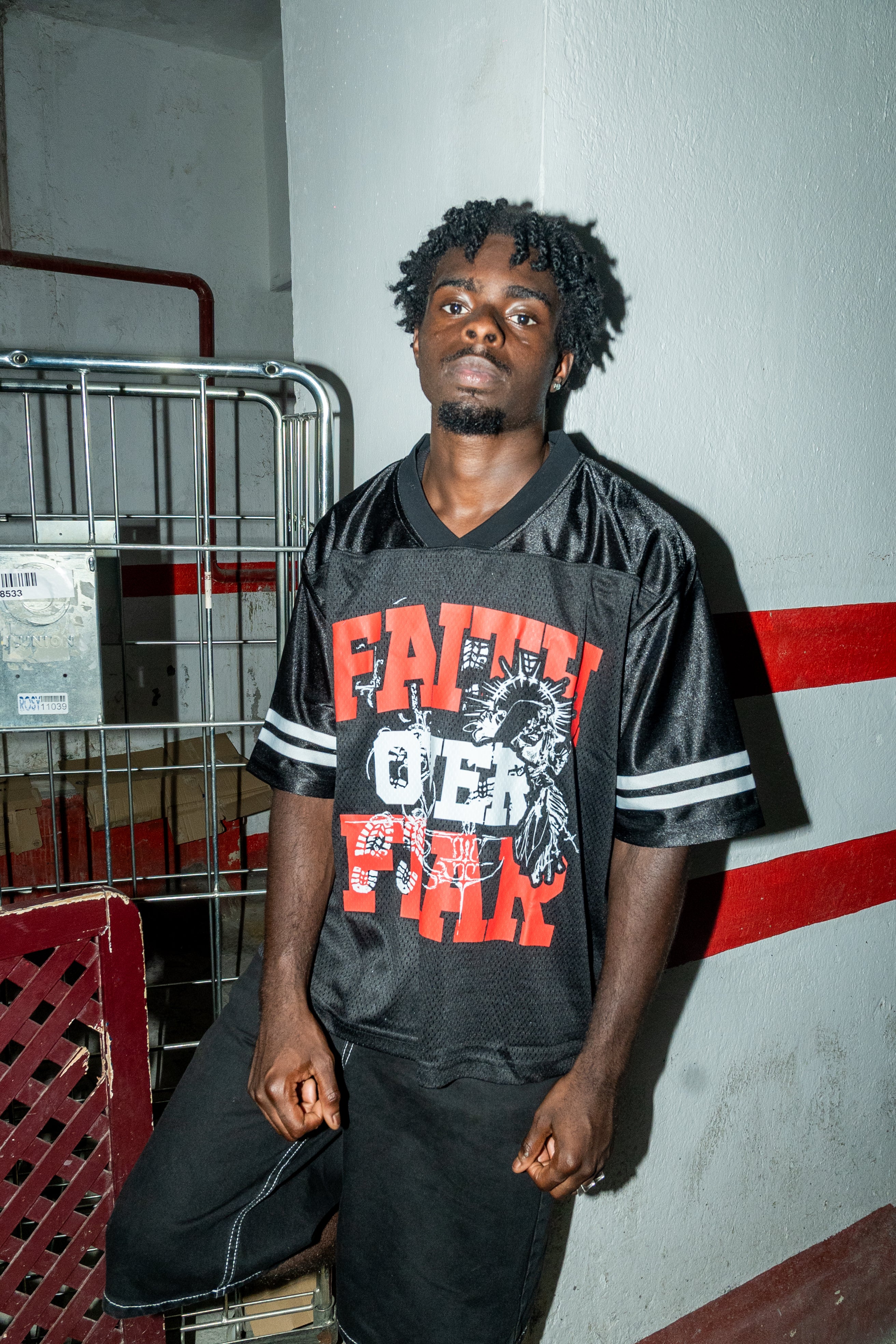 “Faith over fear” black mesh jersey