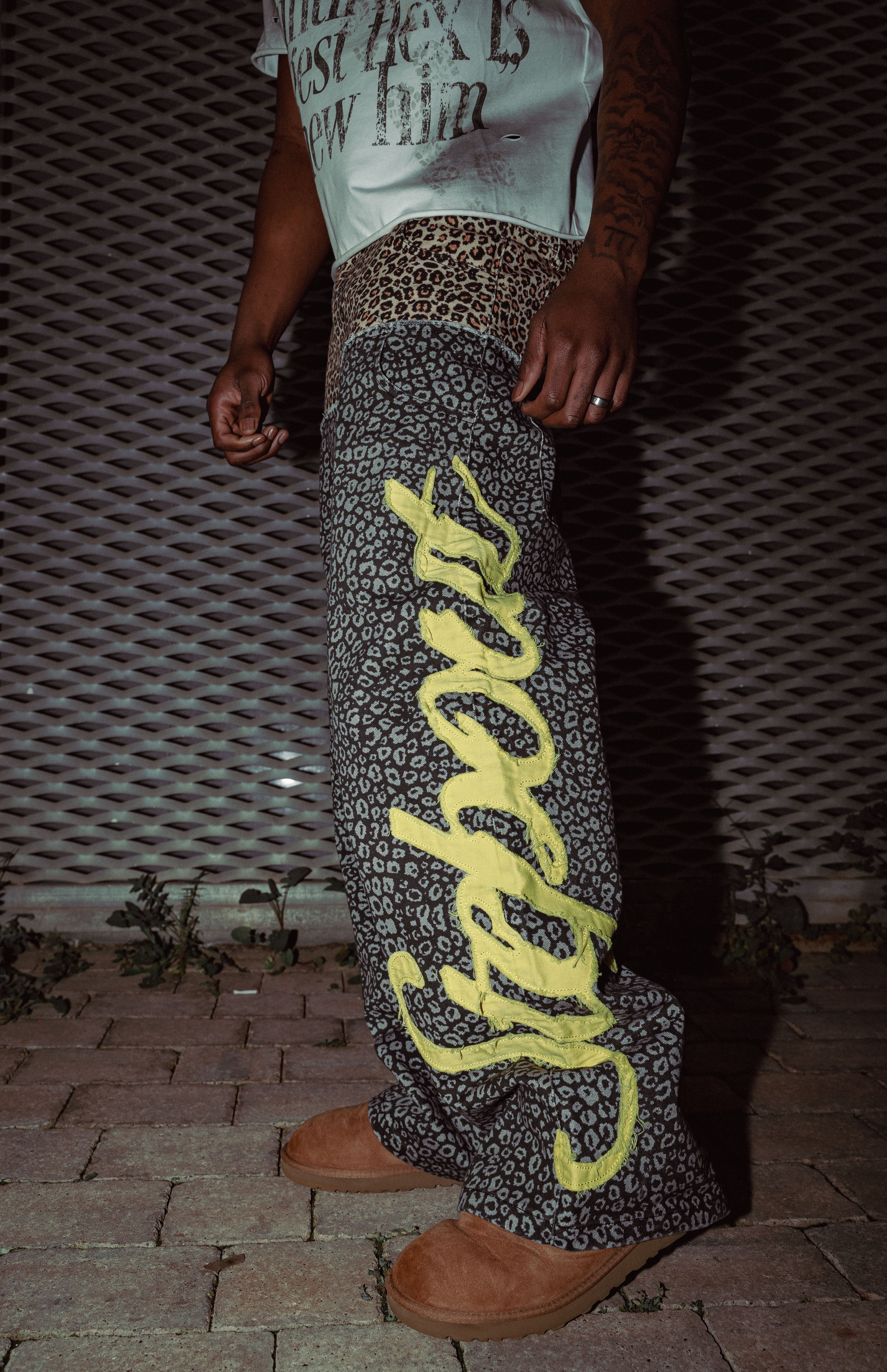 Double Waisted Leopard Jeans