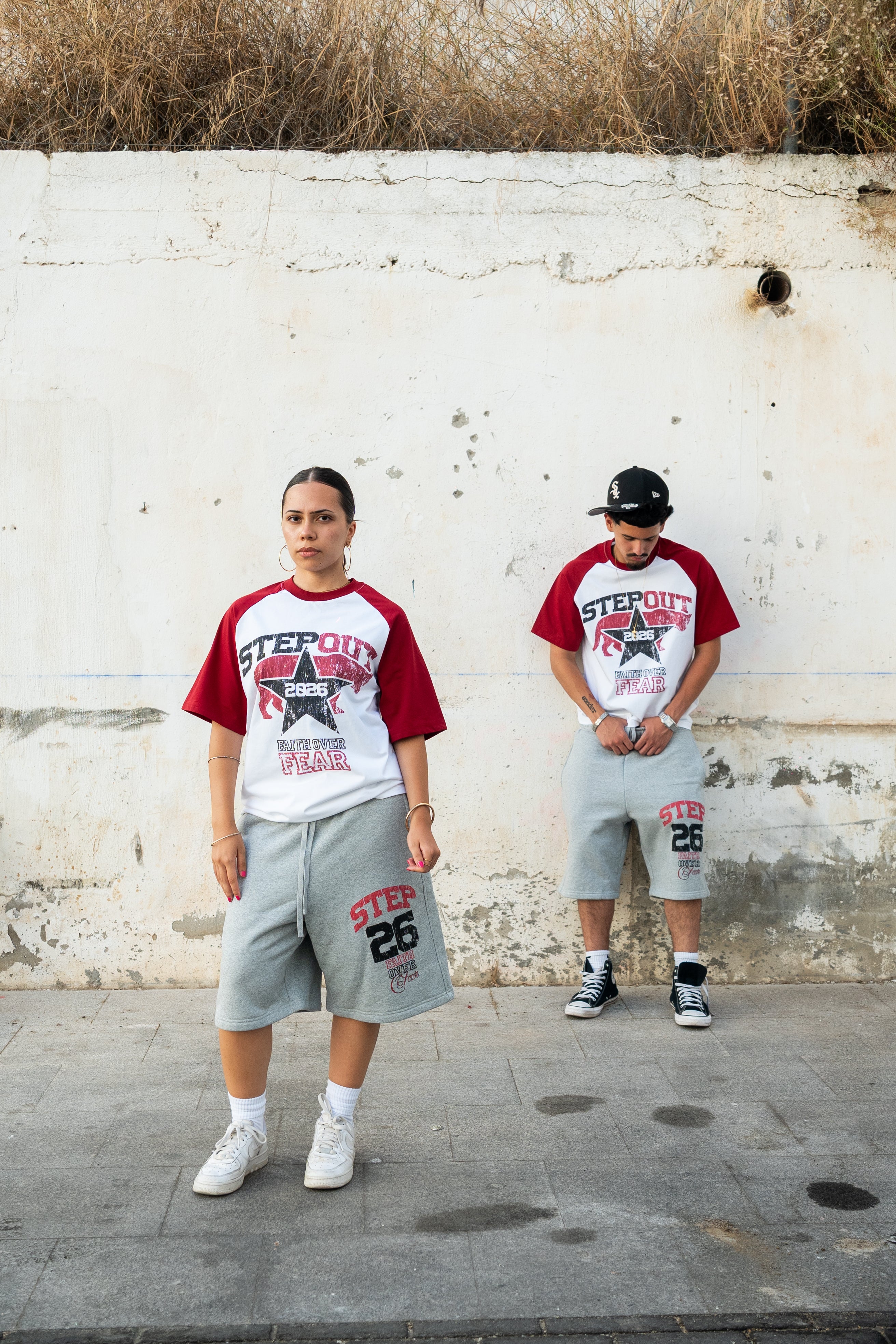 White/red “Faith over fear” tee