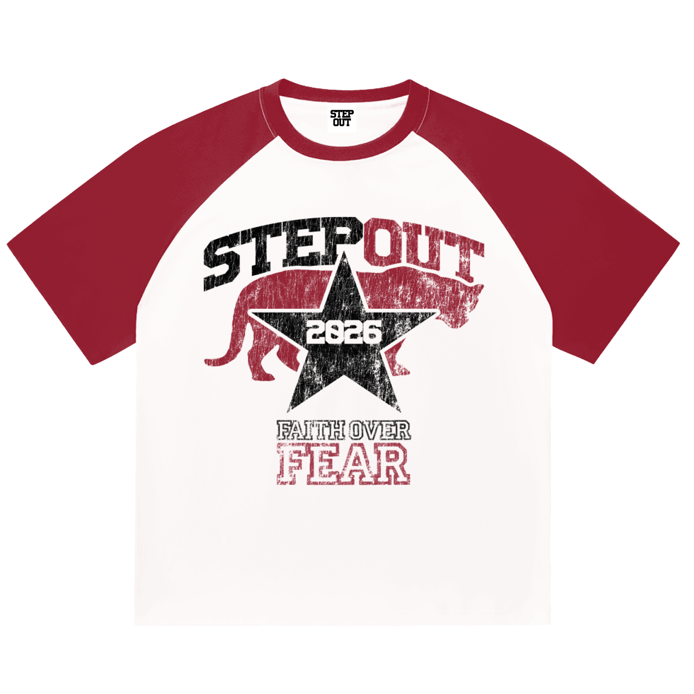 White/red “Faith over fear” tee